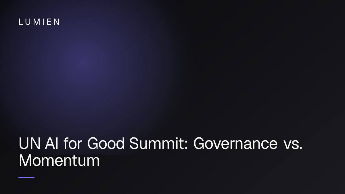 UN AI for Good Summit: Governance vs. Momentum