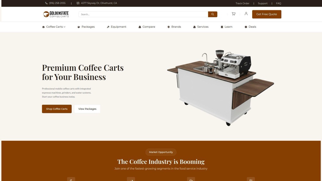 Golden State Coffee Carts, Turnkey Cart E-commerce