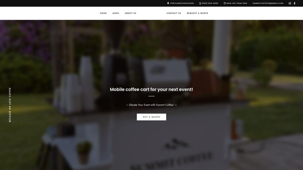 Summit Coffee, Mobile Espresso Catering Site